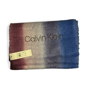 Calvin Klein Burgundy and Blue Scarf